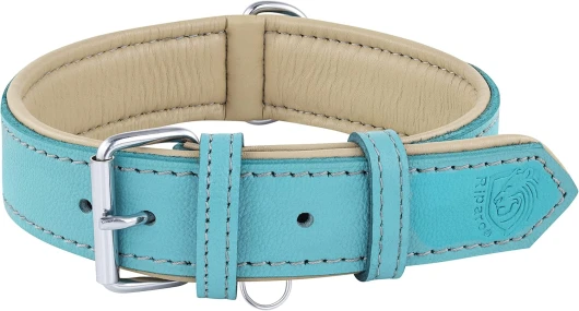 Riparo K-9 Collier pour Chien Robuste rembourré et réglable en Cuir véritable (Bleu, XXL: 5 cm de Large pour 66 cm - 78 cm de Cou)… XXL Bleu